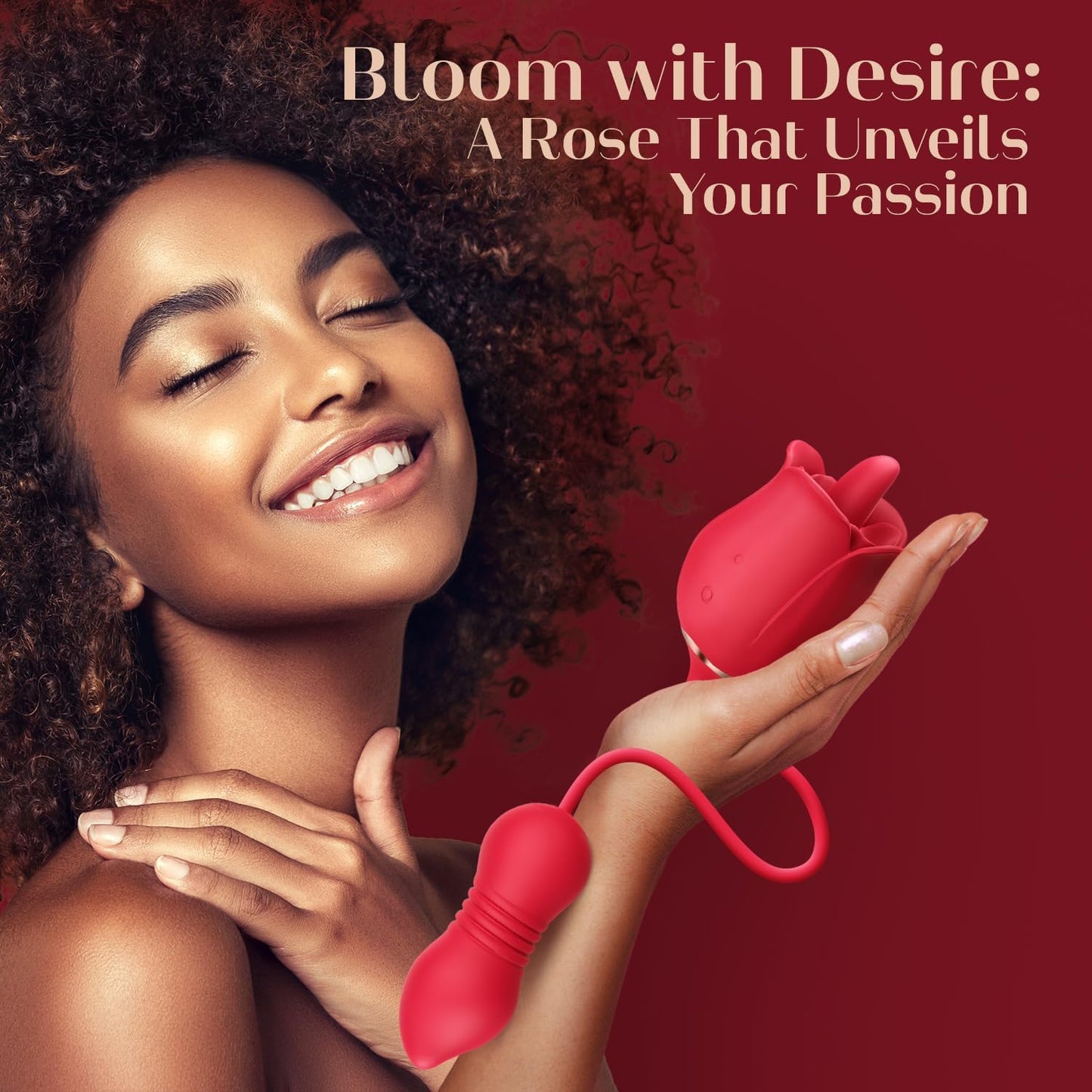 Sex Toys Rose Vibrator Dildo - 4IN1 Adult Toys for Women with 9 Tongue Licking & Thrusting Dildos G Spot Vibrators, Anal Rose Sex Toy Nipple Clitoral Stimulator Licker for Female Couples