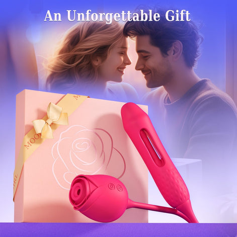 Sucking Vibrator Rose Sex Toy - 10 Suction Vibration Flapping Clitoral Stimulator & G Spot Thrusting Dildo, Anal Nipple Clit Sucker for Women & Couples, Adult Sex Toys Sexual Pleasure Tools