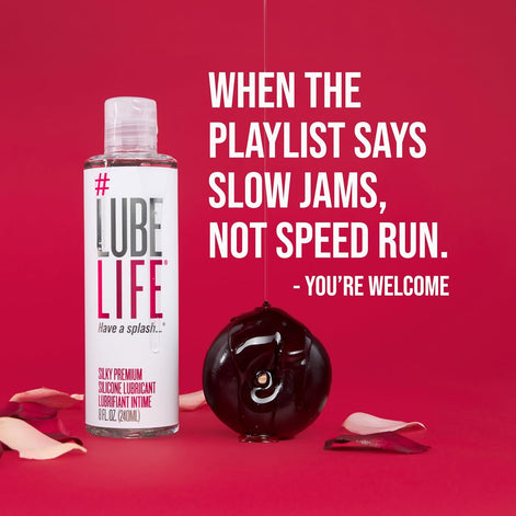 Lubelife Silky Premium Silicone Lubricant, Extra Cushiony, Silky Smooth, Luxe Formula for Women, Men, and Couples, Unscented, Non-Sticky and Water-Resistant, 8Oz
