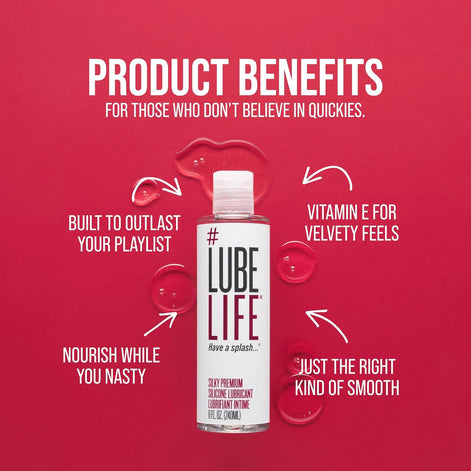 Lubelife Silky Premium Silicone Lubricant, Extra Cushiony, Silky Smooth, Luxe Formula for Women, Men, and Couples, Unscented, Non-Sticky and Water-Resistant, 8Oz